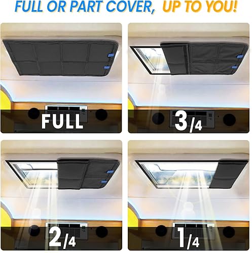 Miniatura 3 de Persiana para Ventana de Claraboya de RV, 23 " (L) x 15 " (A), Cubierta Opaca Plegable con Imán para RV, Protección contra Rayos UV, Cubierta de