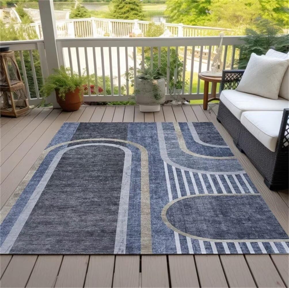 Tapis sol enfant bleu 70x140cm à motif rayé moderne pour chambre de fille