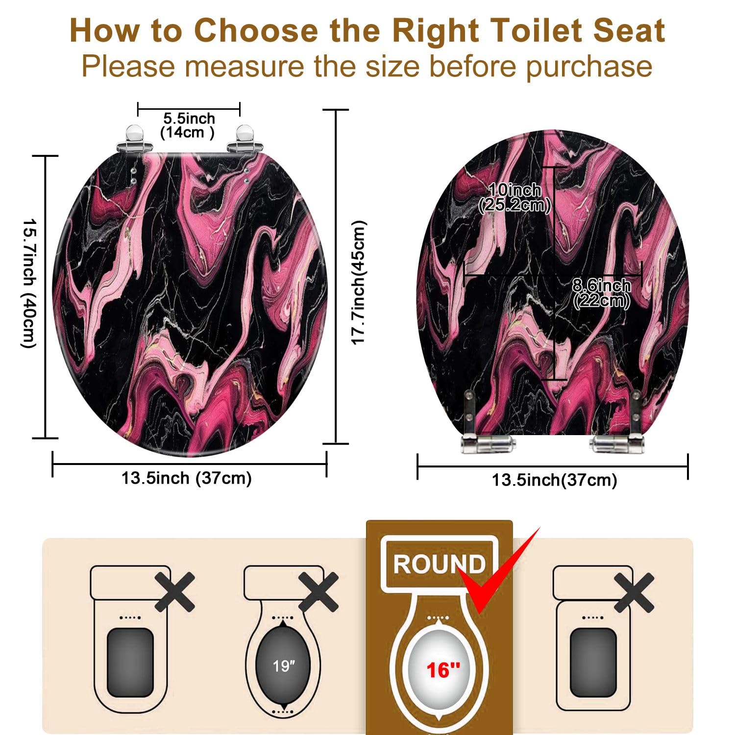 Asiento de inodoro redondo genérico de resina para baño