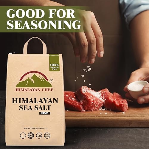 Miniatura 3 de Himalayan Chef Sal marina gourmet, grano fino, 320 onzas, bolsa clásica de sal marina, totalmente natural y pura, sin refinar, sin gluten, sal