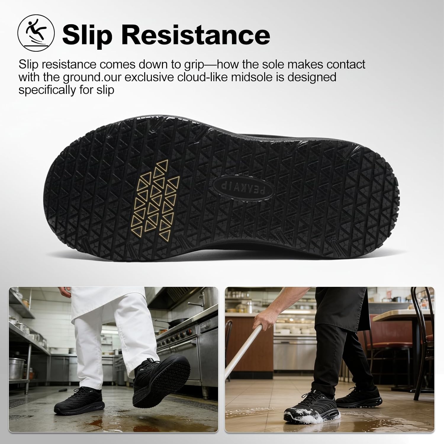 Non-Slip Waterproof Work Shoes for Men | Slip Resistant Safety Chef Shoes for Kitchen & Restaurant | Lightweight Comfortable Food Service Shoes for Standing All Day