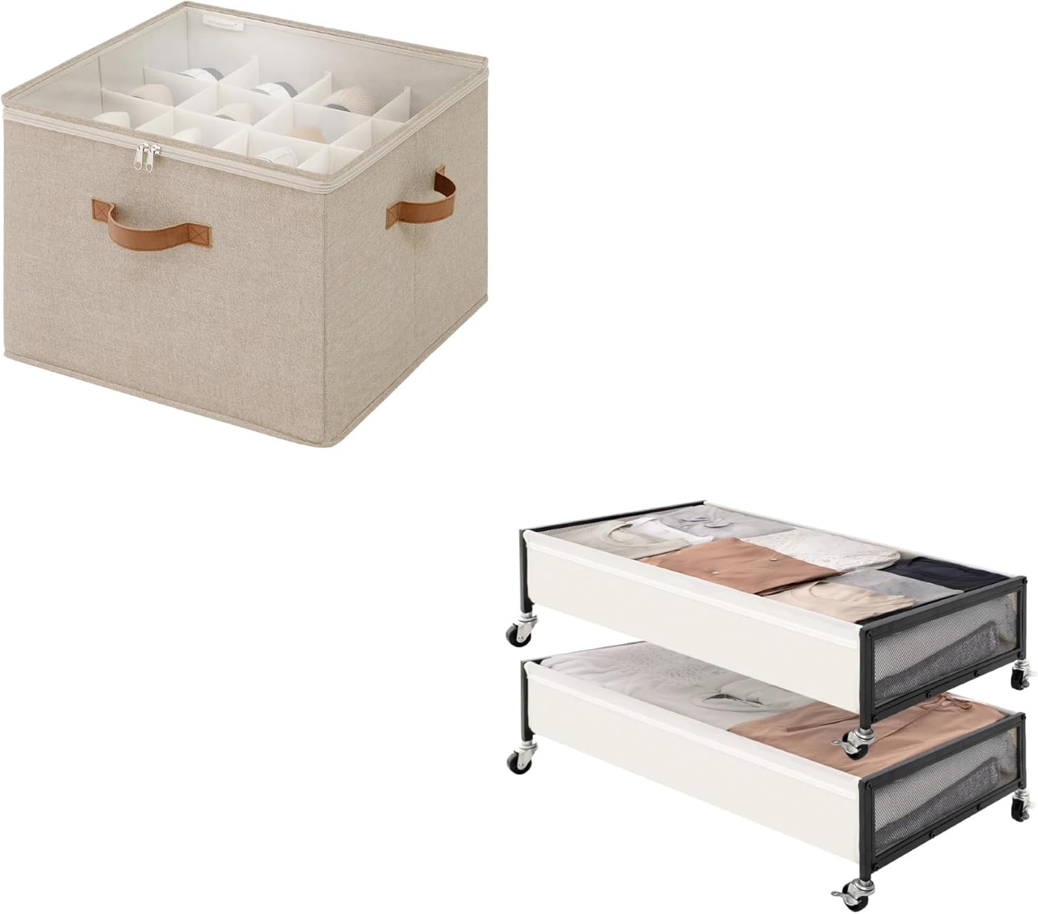StorageWorks Shoe Organizer with Under Bed Storage with Wheels