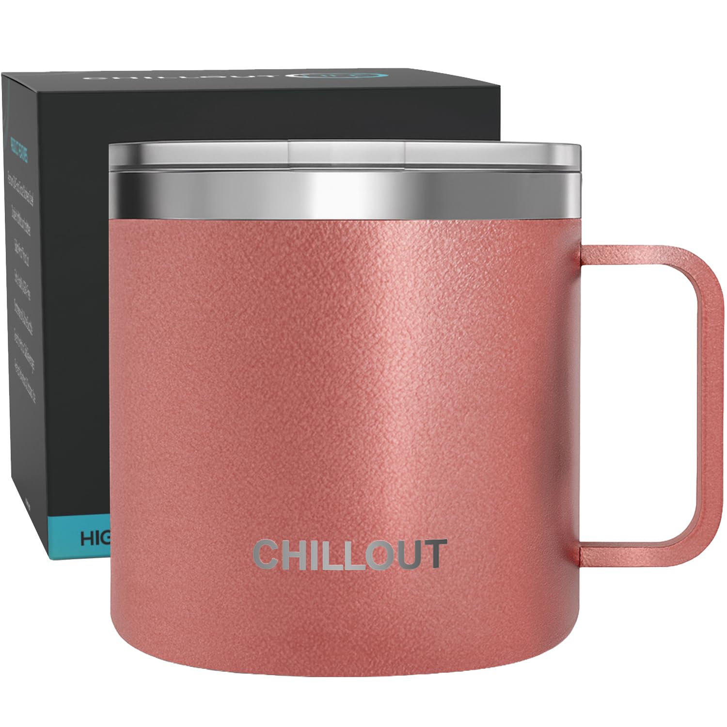 Amazon.com | CHILLOUT LIFE Stainless Steel 16 oz - Vacuum Insulated Coffee  Mug with Handle and Lid, Large Thermal Camping Coffee Mug Cup with Durable  Sliding Lid for Women - Rose Gold: