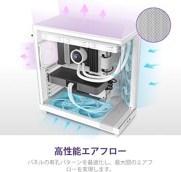 NZXT H6 Flow RGB White with 2 Ultra-Clear Tempered Glass Panels, 120mm RGB Fans 3 Included, Dual Chamber, Showcase Middle Tower ATX PC Case White CC-H61FW-R1 CS8792