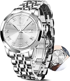 Classic Men Watches with Date,Stainless Steel Man Watch with Date, Bussiness Watches for Men,Luminous Quartz Mens Watches Black/White/Blue/Gold, Waterproof Male Watch with Week