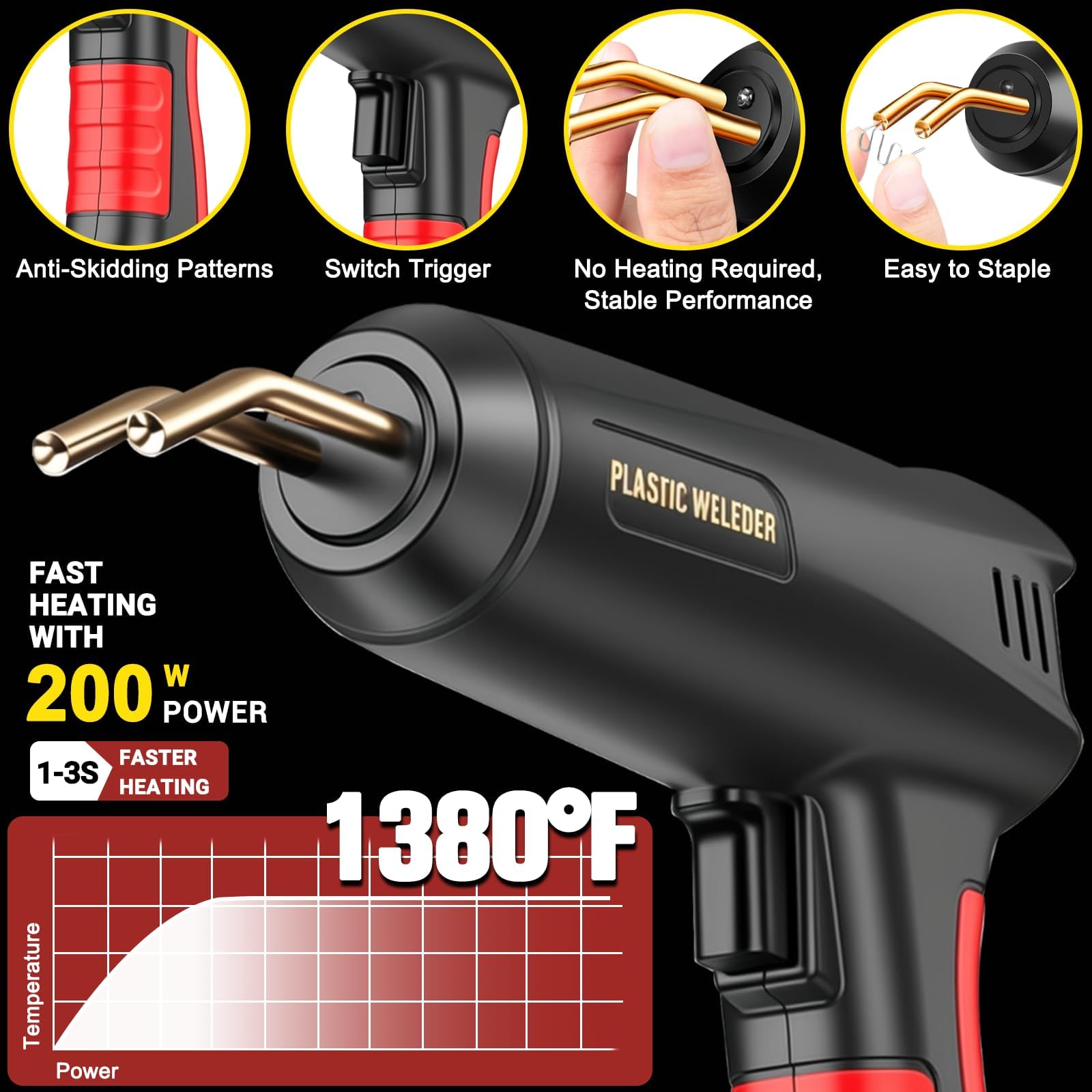 200W Saldatrice per Plastica,Kit di Riparazione Paraurti Auto con 900pcs 6 Tipo Graffette,Plastica Saldatrice Kit per la Riparazione Delle Parti di Plastica