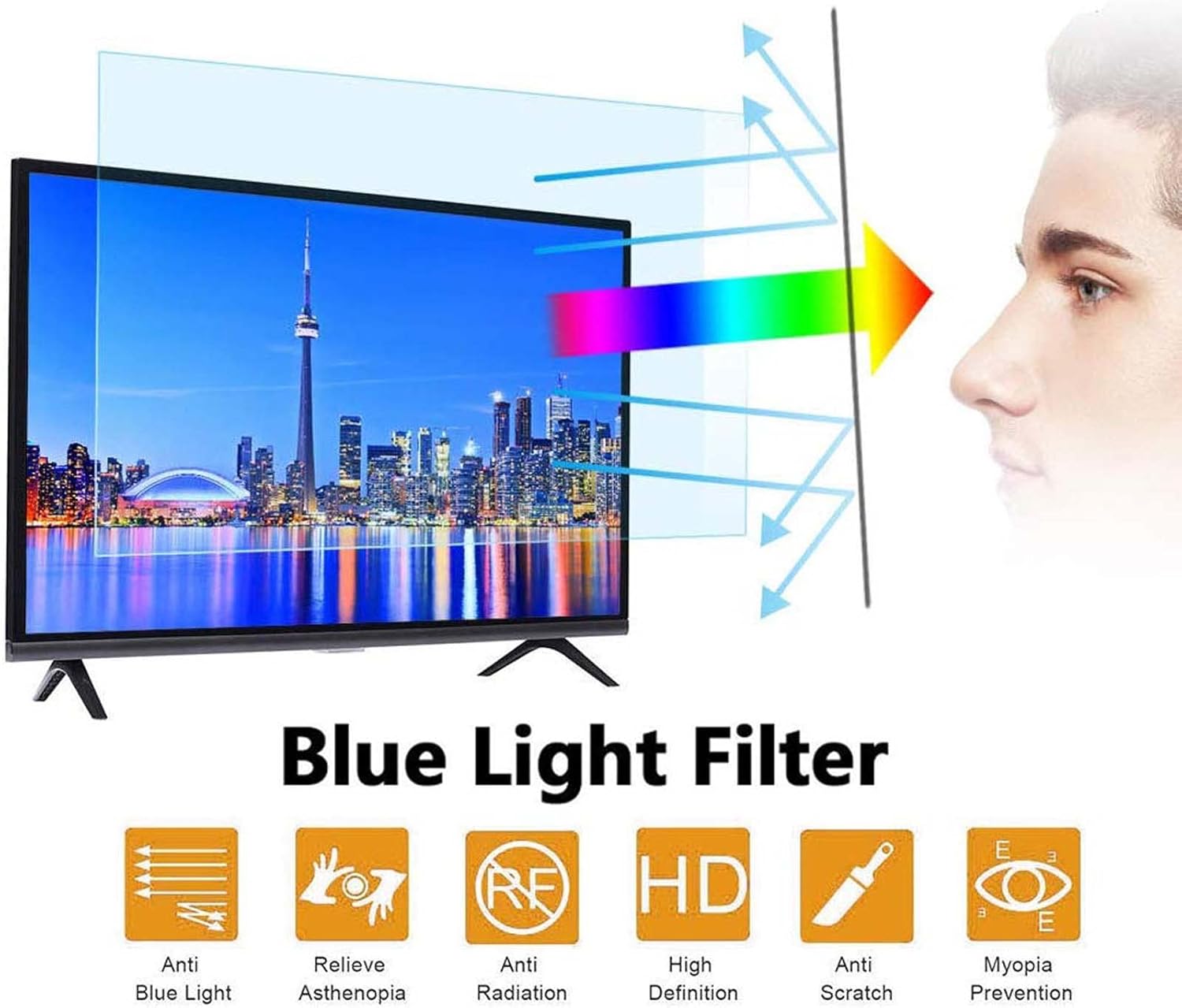 WLWLEO Anti Blue Light Laptop Screen Protector, Anti Glare Filter Film Eye Protection Blue Light Blocking Screen Protector Panel for 15.6 inch Display 16:9, Hanging Type