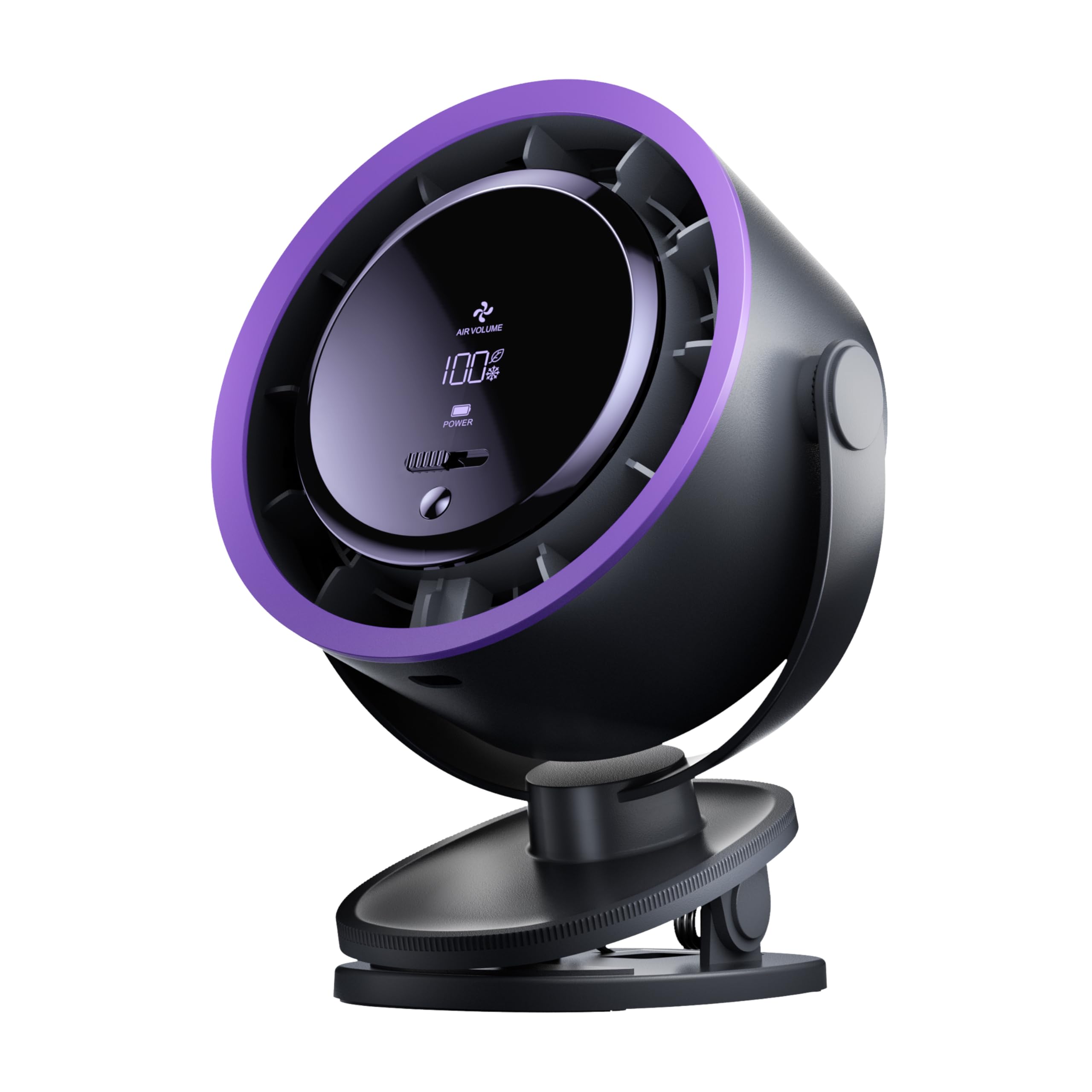 Ventilador portátil con clip, funciona con pilas, pequeño y potente de 100 velocidades, silencioso de rotación de 360°, mini ventilador de refrigeración personal recargable por USB