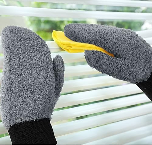 Miniatura 6 de Bencailor 3 pares de guantes de microfibra para el polvo con manoplas de polvo para el pulgar, guantes de limpieza para el hogar, sin arañazos,