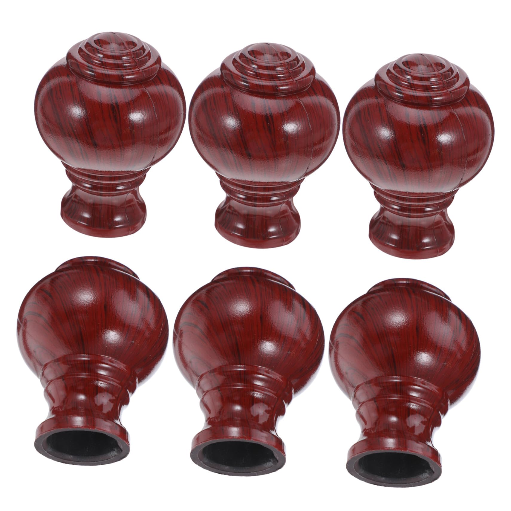 Mikikit 6 Piezas Unidades Tapas Decorativas para Barra de Cortina Acabado Madera Natural Fácil Instalación Protección sin Daños