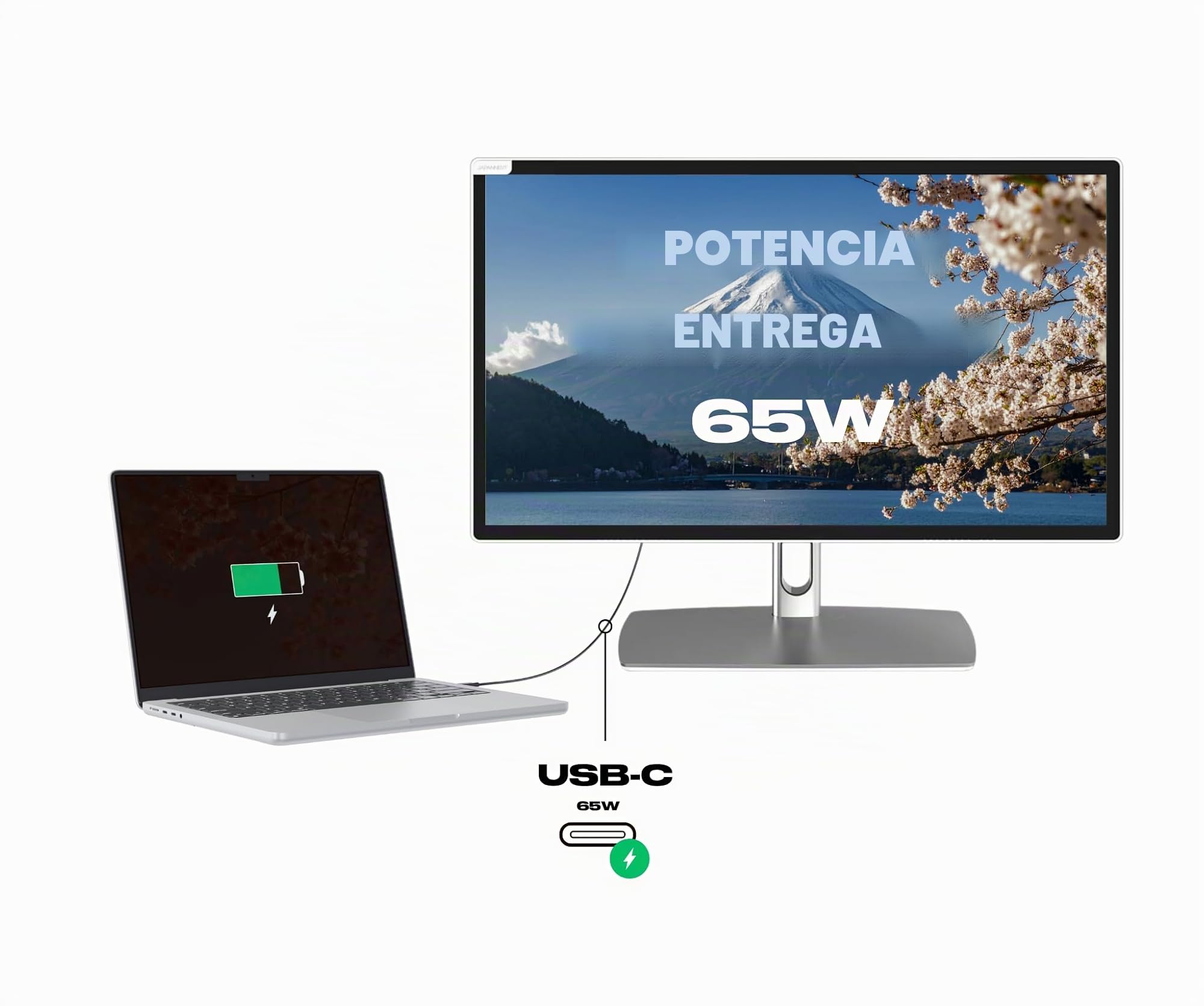 JapanNext Monitor Táctil Blanco 21.5" IPS Full HD con Brazo articulado | Full HD (1920x1080) con Brazo articulado | Carga vía USB-C(65W) Altura e inclinación Ajustables | JN-IPS2152FHDR-C65W-FLD-T