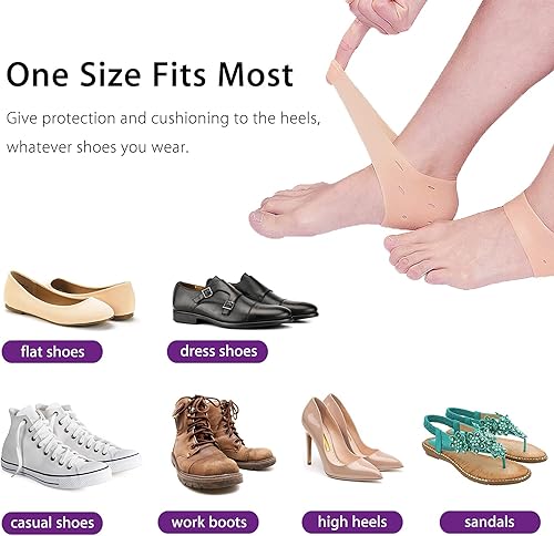 Miniatura 4 de Protectores de talón de silicona, 2 pares de almohadillas de gel para prevención de ampollas, tendinitis de Aquiles, talones agrietados secos,