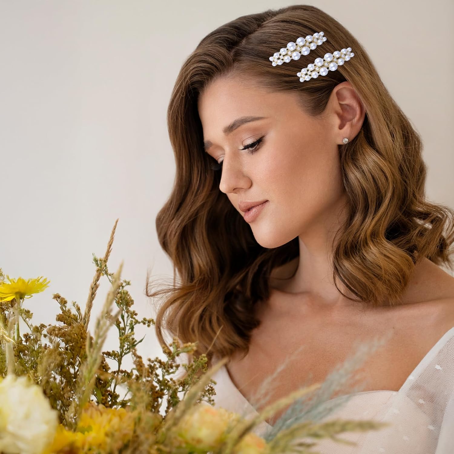 4PCS Small Pearl Hair Clips, French Barrettes for Women Thin Hair, Bridal Accessories for Weddings, Party, Daily Use, Graduation Gifts - Image 4