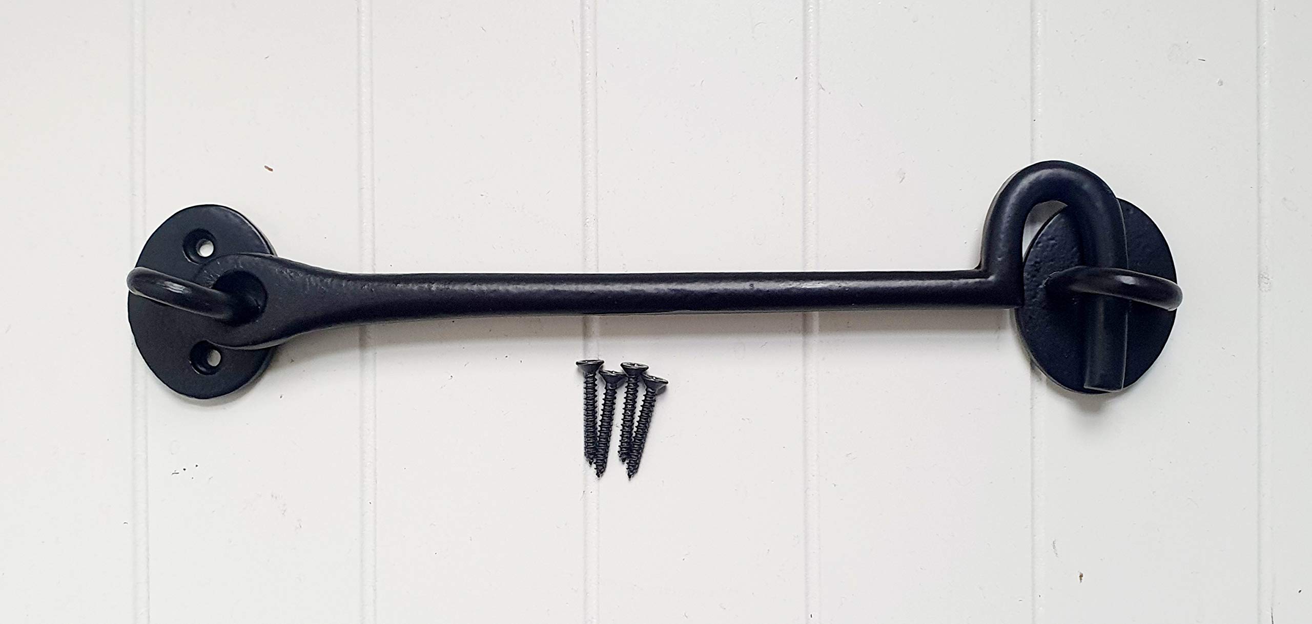 Manor Black Plain Cast Iron Cabin Hook 200mm 8" Door Shed Gate