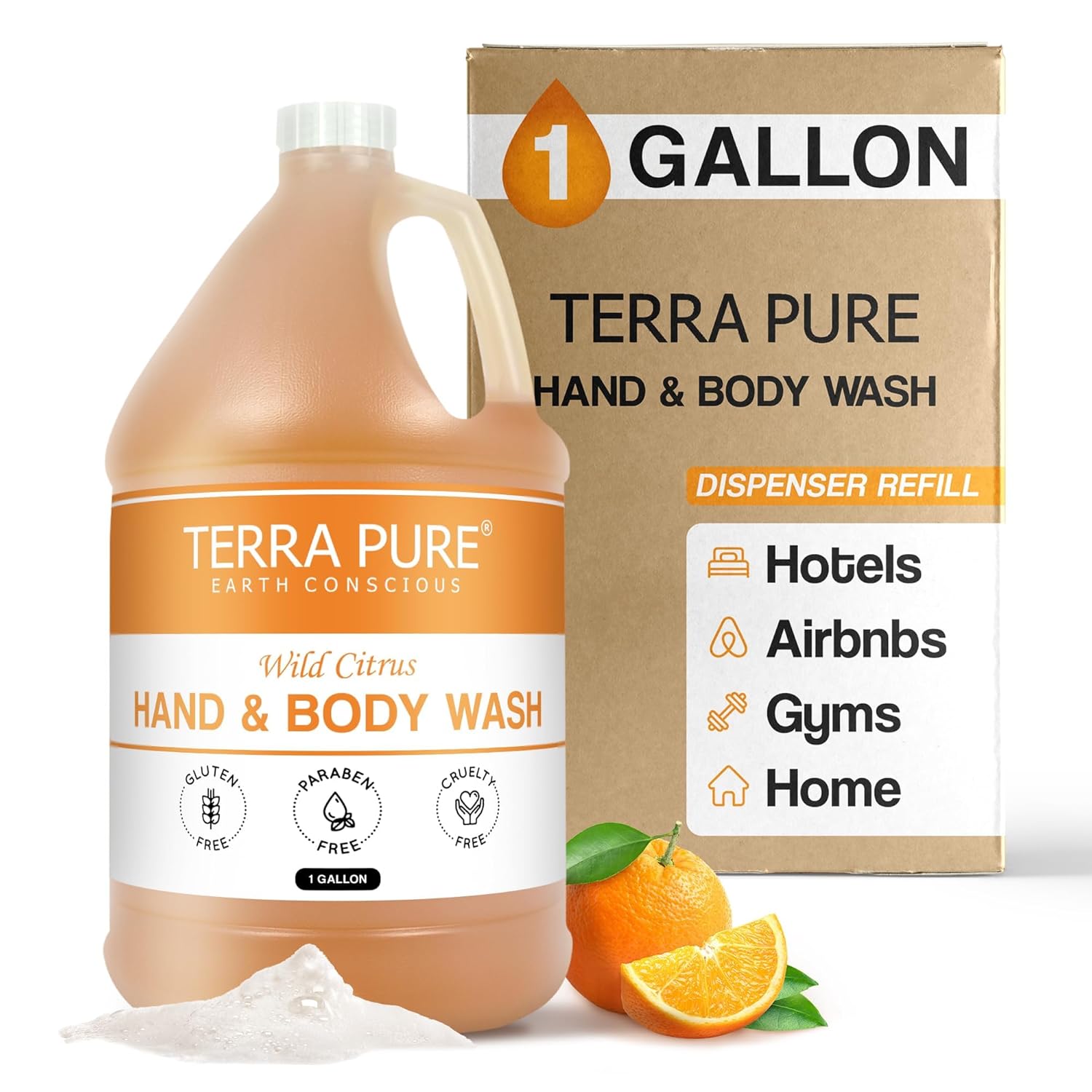 Terra Pure | 1 Gallon Body Wash | Luxury Hotel Toiletry Bulk Size| Designed to Refill Soap Dispensers | 128 oz