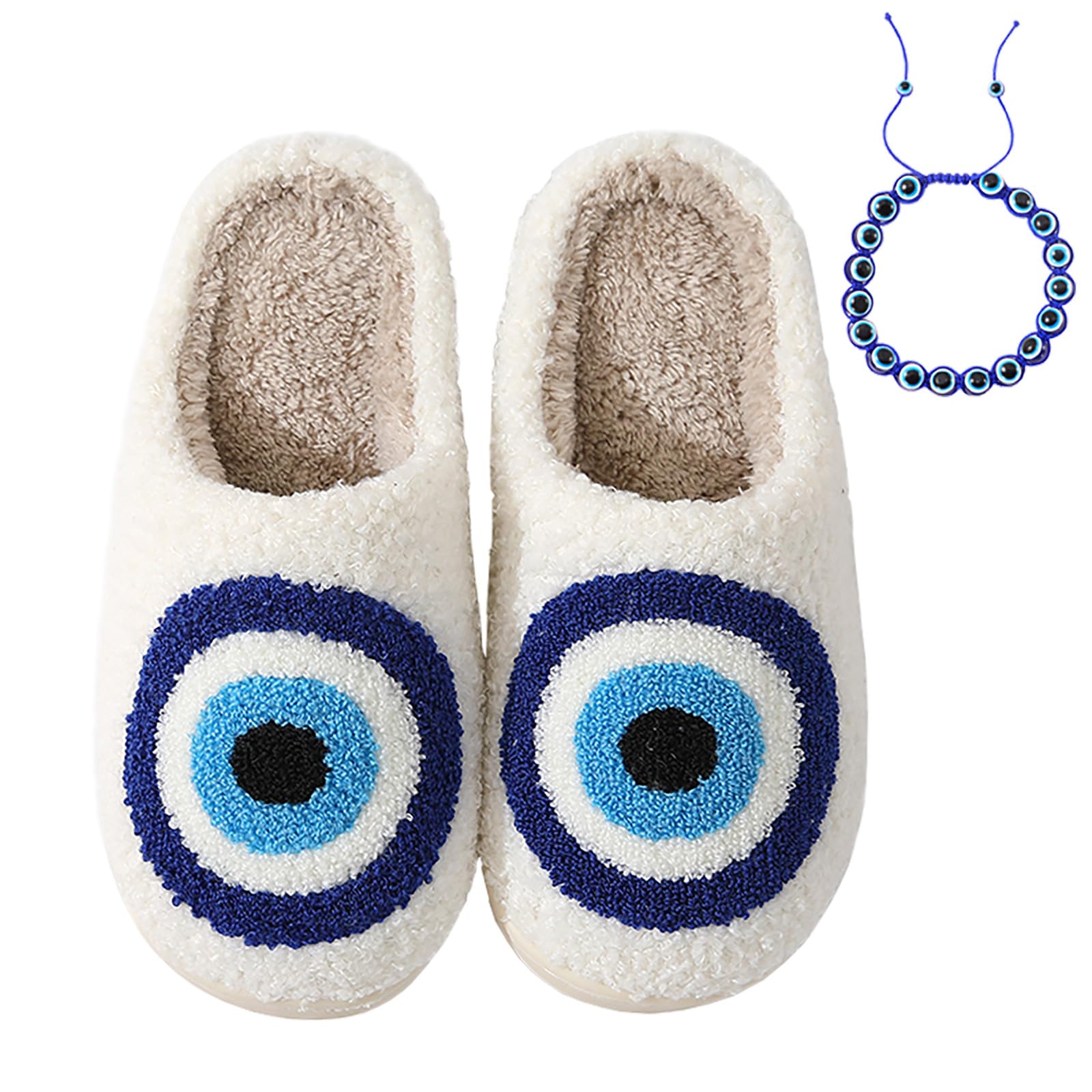 IrisGirlEvil Eye Slippers For Women Men Cartoon Fuzzy Slippers Winter Cozy  Soft For Indoor Outdoor Slippers