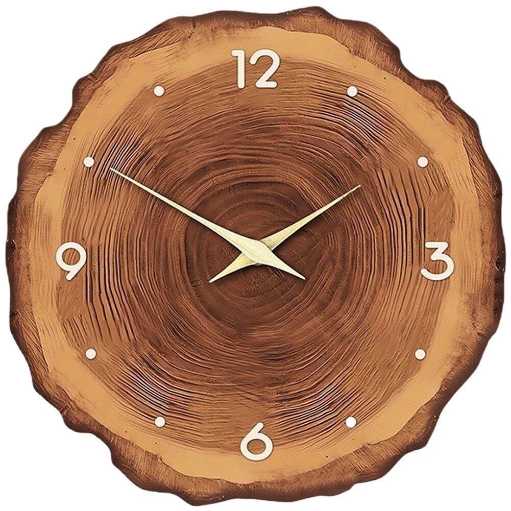 Tsffae Reloj De Pared De Grano De Madera, Arte Simple Moderno, Reloj Rústico Silencioso, Reloj De Pared De Salón, Decoración para Hogar, Comedor, Cocina Y Escuela