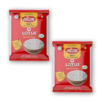 LOTUS Sago | 1 kg - 2x500 gm | Organic,Pure, Gluten-Free Sabudana, Tapioca Pearls | For Sabudana Khichidi|Premium Sago J
