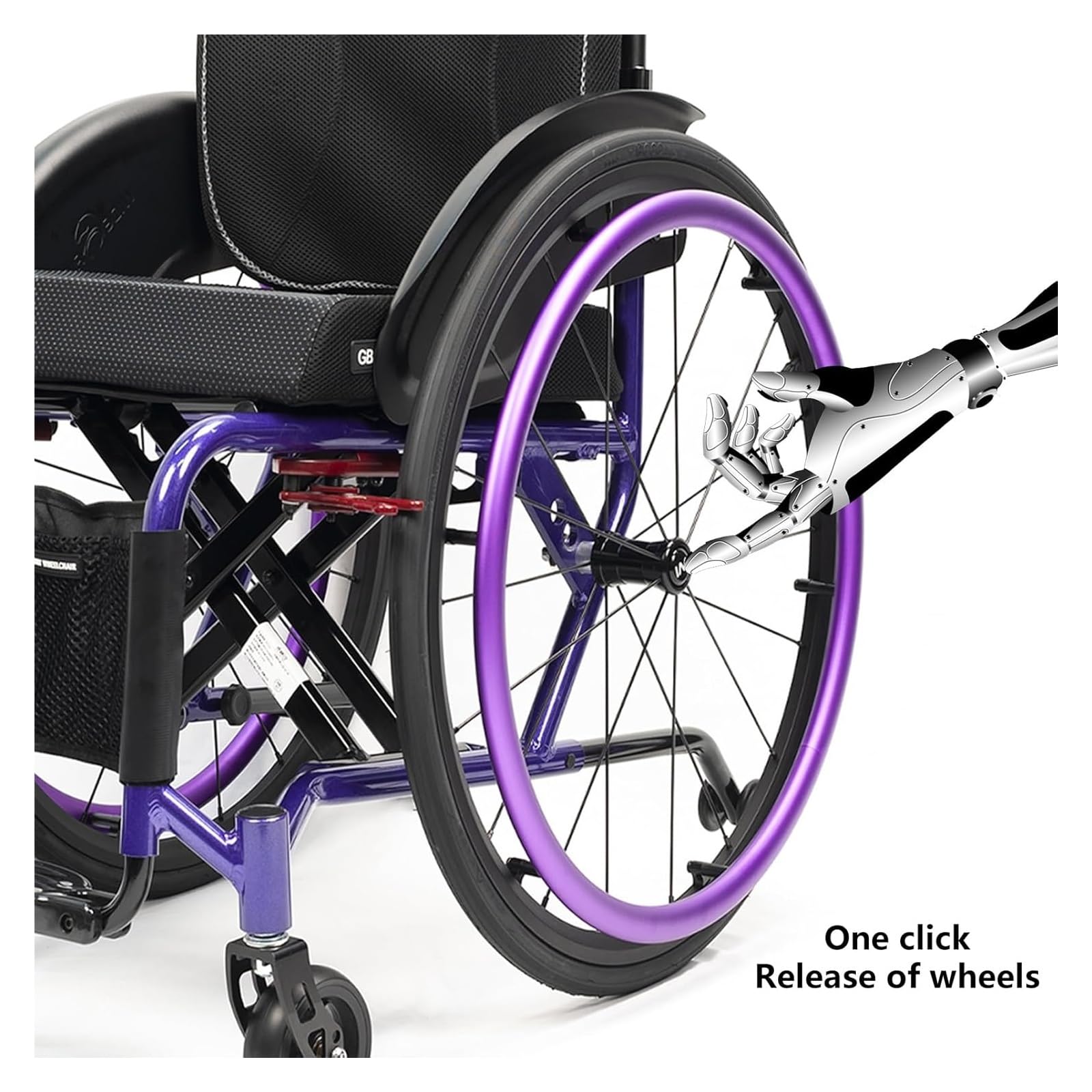 Silla de ruedas portátil de transporte, plegable, ultraligera, deportiva, deportiva, deportiva y de ocio, silla de ruedas manual de aleación de aluminio autopropulsada (rojo A, ancho del asiento: 36