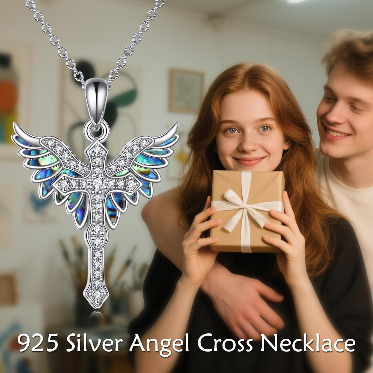 TIGER RIDER Angel Wings Cross 925 Sterling Silver Necklace Cross Pendant Jewelry Gift for Women Birthday Christmas - Image 6
