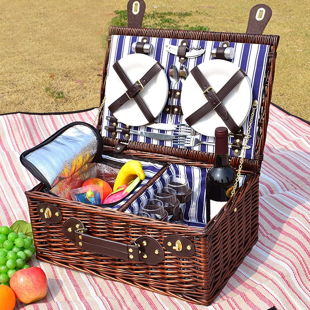 Canasta De Picnic Al Aire Libre Canasta De Almacenamiento De Vajilla para Acampar Caja De Aislamiento, Canasta De Comida De Picnic Portátil Equipo De Picnic (Color : Brown, Size : 46x31x20cm)