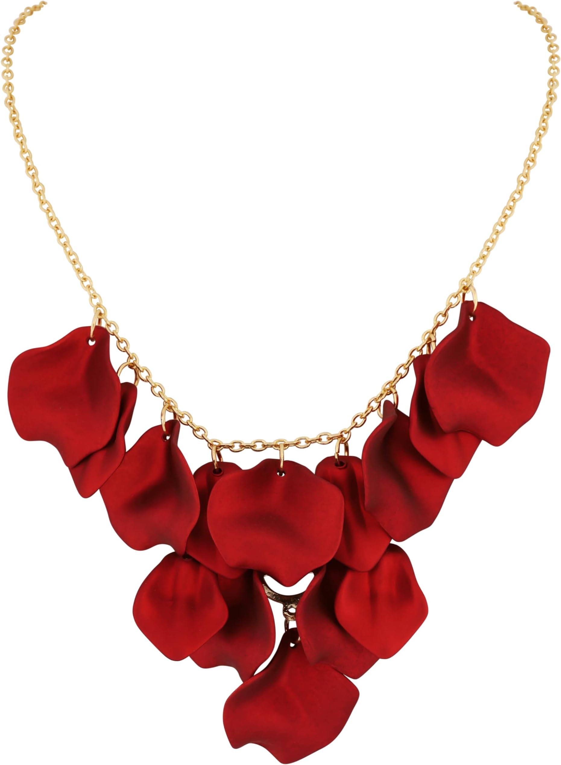 Statement Matte Flower Rose Petals Bib Necklace for Women, Formal Evening Floral Jewelry Accessories Romantic Cool Gifts for Women