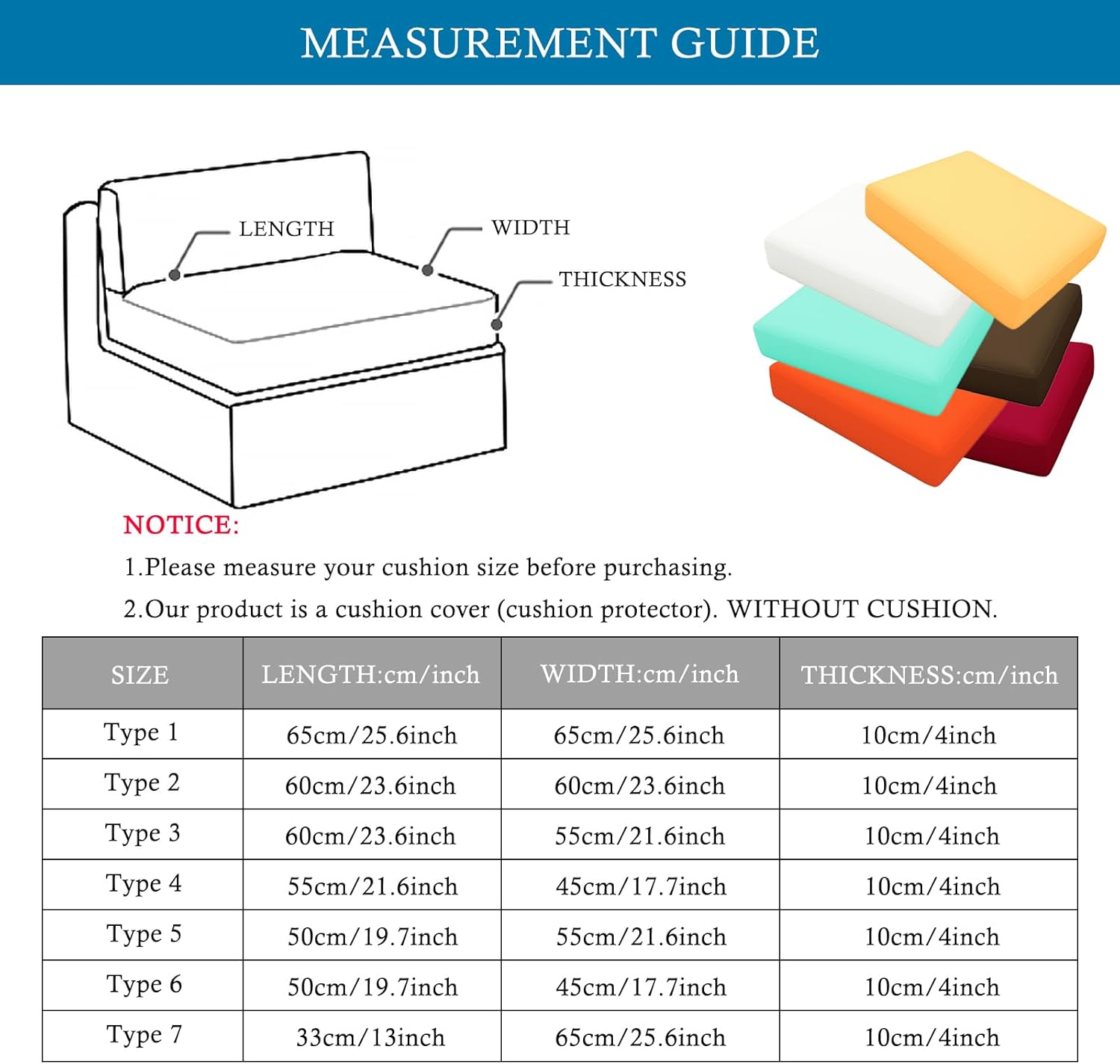 4Pcs Waterproof Patio Cushion Covers with Zipper Dustproof Outdoor Seat Cushion Slipcovers for Rattan Furniture Indoor/Outdoor Use (White 60x60cm)