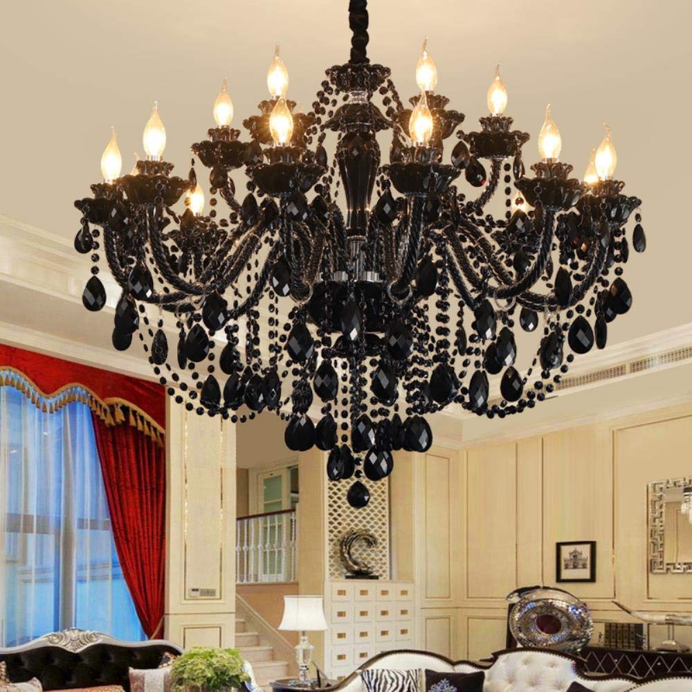 HELCEKOU Elegant European Chandelier for Living Room Restaurant & Luxury Villa - Black Wall Lamp Lighting Stylish Penthouse Hotel Ambiance