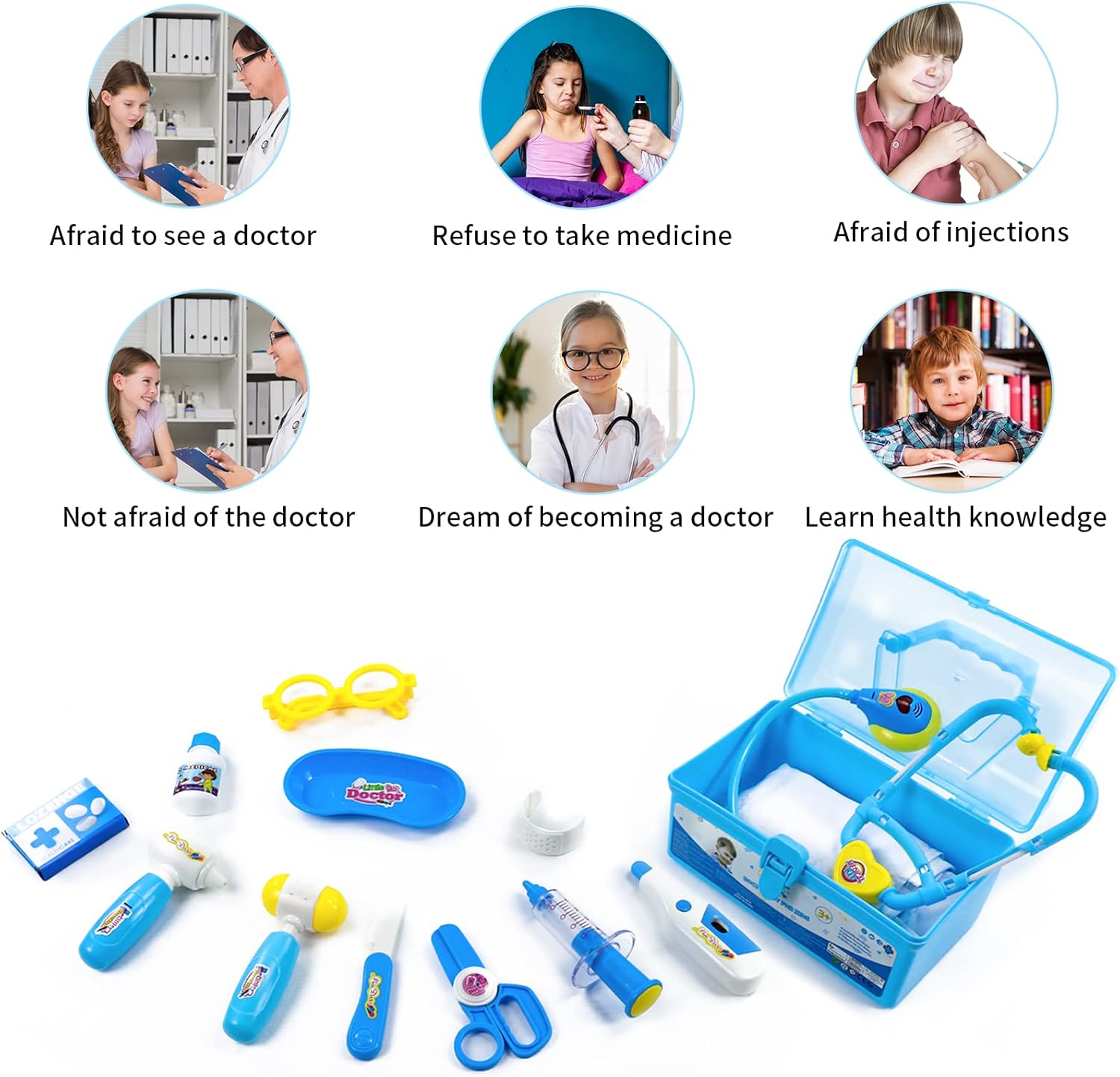 Doctor Kit for Kids Toys Toddler Girls Boys for 3 4 5 Year Old Pretend Play Dress Up Educational Doctor Set Costume Stethoscope Medical Kit Role Play Birthday Gifts for 2 3 4 5 6 : Toys & Games