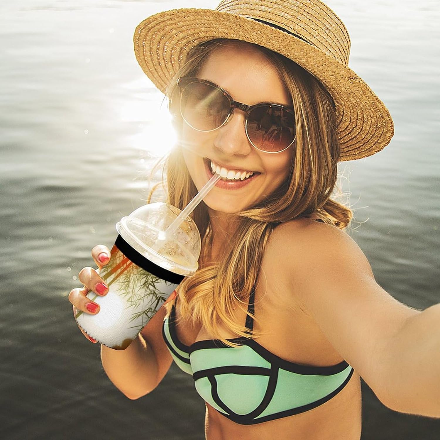 3 Pack Neoprene Cup Sleeves, Stretchy Reusable Drink Cup Cover Universal