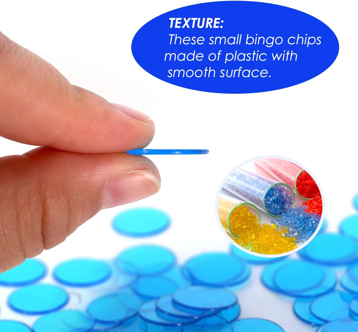 GSE Games & Sports Expert Blue Bingo Chips, 2,000 Pieces 3/4-Inch High-Contrast Transparent Counting Chips for Bingo Games, Parties