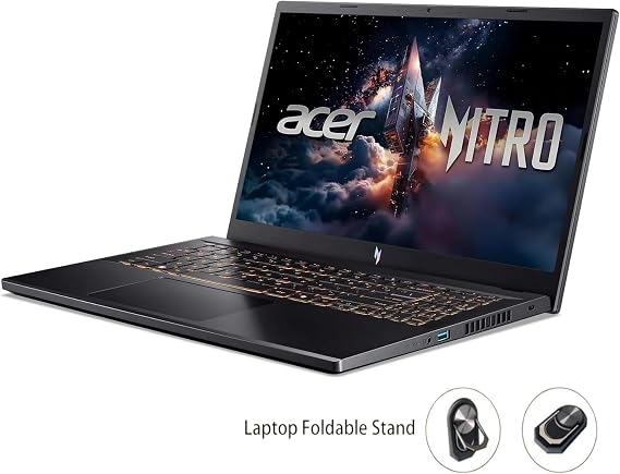 acer Nitro V Gaming Laptop, 15.6 FHD (1080P) Display, 165Hz, Intel i5-13420H, NVIDIA GeForce RTX 4050, 16GB DDR5, 1TB SSD, Windows 11 Home, Backlit KB, Black, TWE Laptop Foldable Stand