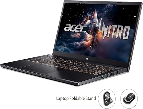 acer Nitro V Gaming Laptop, 15.6 FHD (1080P) Display, 165Hz, Intel i5-13420H, NVIDIA GeForce RTX 4050, 16GB DDR5, 1TB SSD, Windows 11 Home, Backlit KB, Black, TWE Laptop Foldable Stand