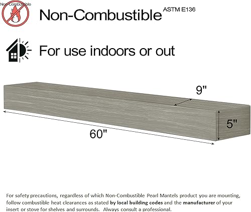 Vista 30 de Pearl Mantels ARYB60NCW - Estantería de mantel no combustible, color blanco, 60 pulgadas de largo x 9 pulgadas de profundidad x 5 pulgadas de alto