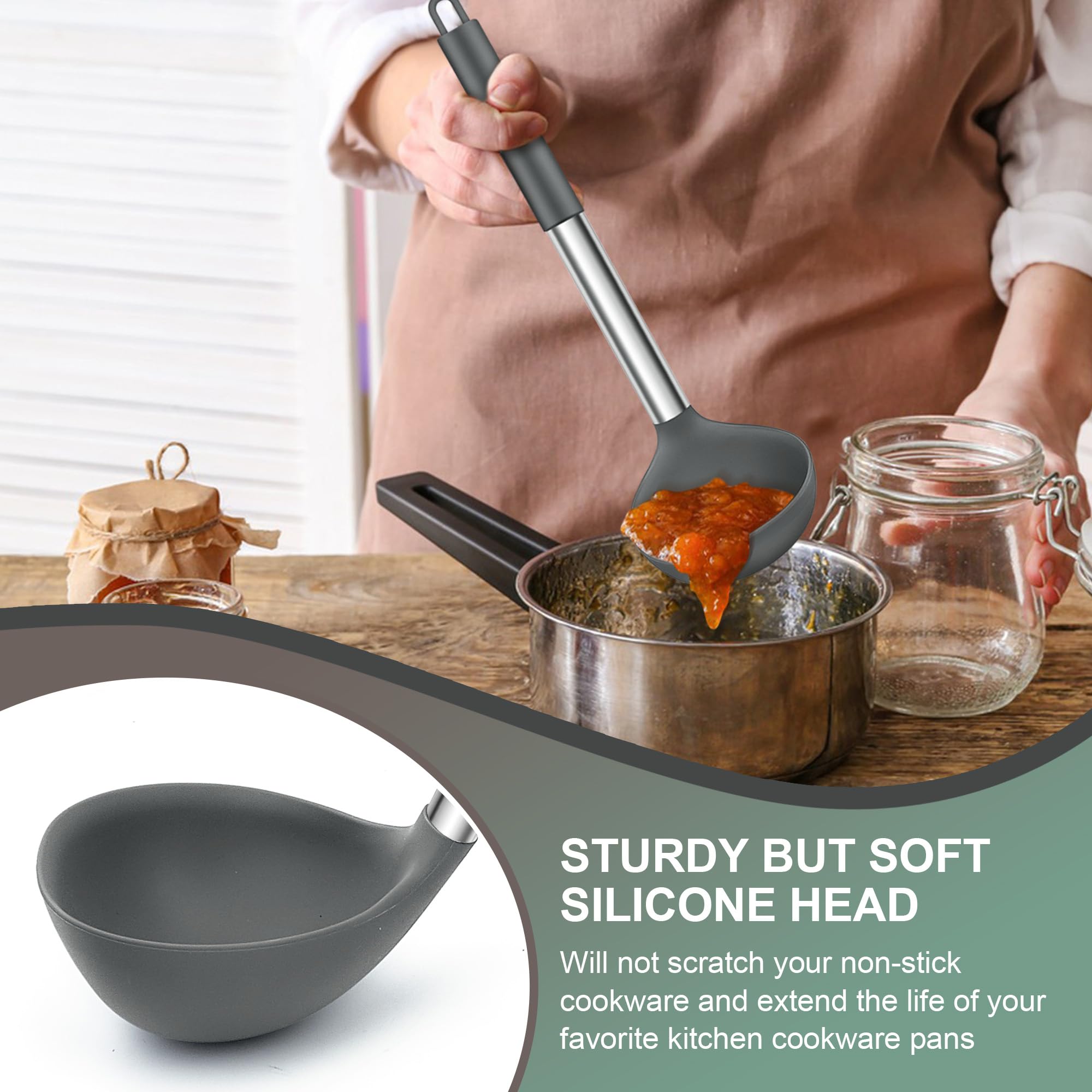 Joyfair Kitchen Utensils Set, 7 Pcs Silicone Cooking Utensils with Stainless Steel Handle - Image 4