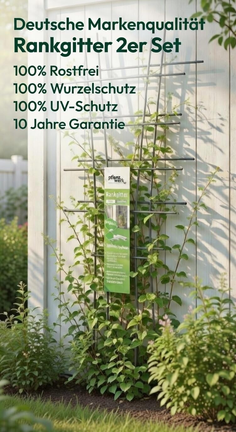 Pflanzwerk Vaso per piante rampicanti – 2 pezzi – 78 x 35 cm – aiuti per piante rampicanti – 100% antiruggine – protezione dalle radici – 100% protezione dai raggi UV – 100%