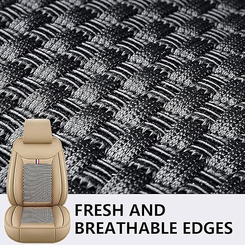 Miniatura 4 de Juego de fundas de asiento delantero para Mazda Mazda2 2002-2025, funda de cojín antideslizante universal para vehículo (par delanterobeige)