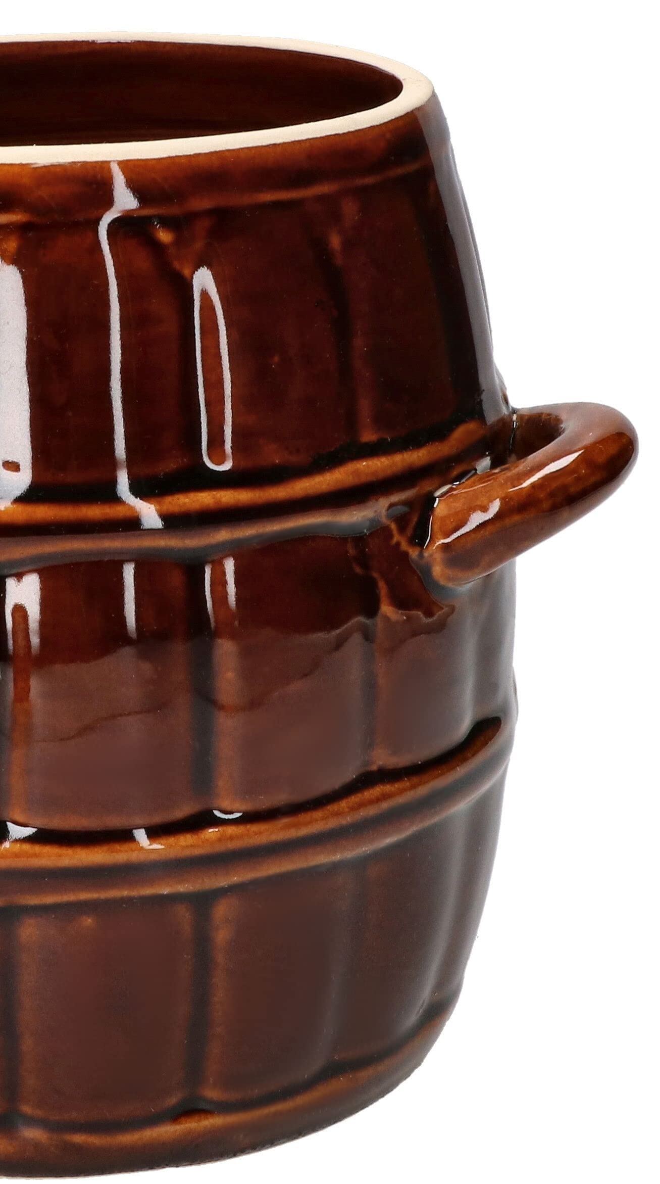 KOTARBAU® Keramik Gärtopf 2,5 L Keramikfass Steinzeugtopf Gurkentopf Sauerkrauttopf Steinzeug Steingut Einmachtopf Steinzeuggefäß Tontopf Glasiert Braun