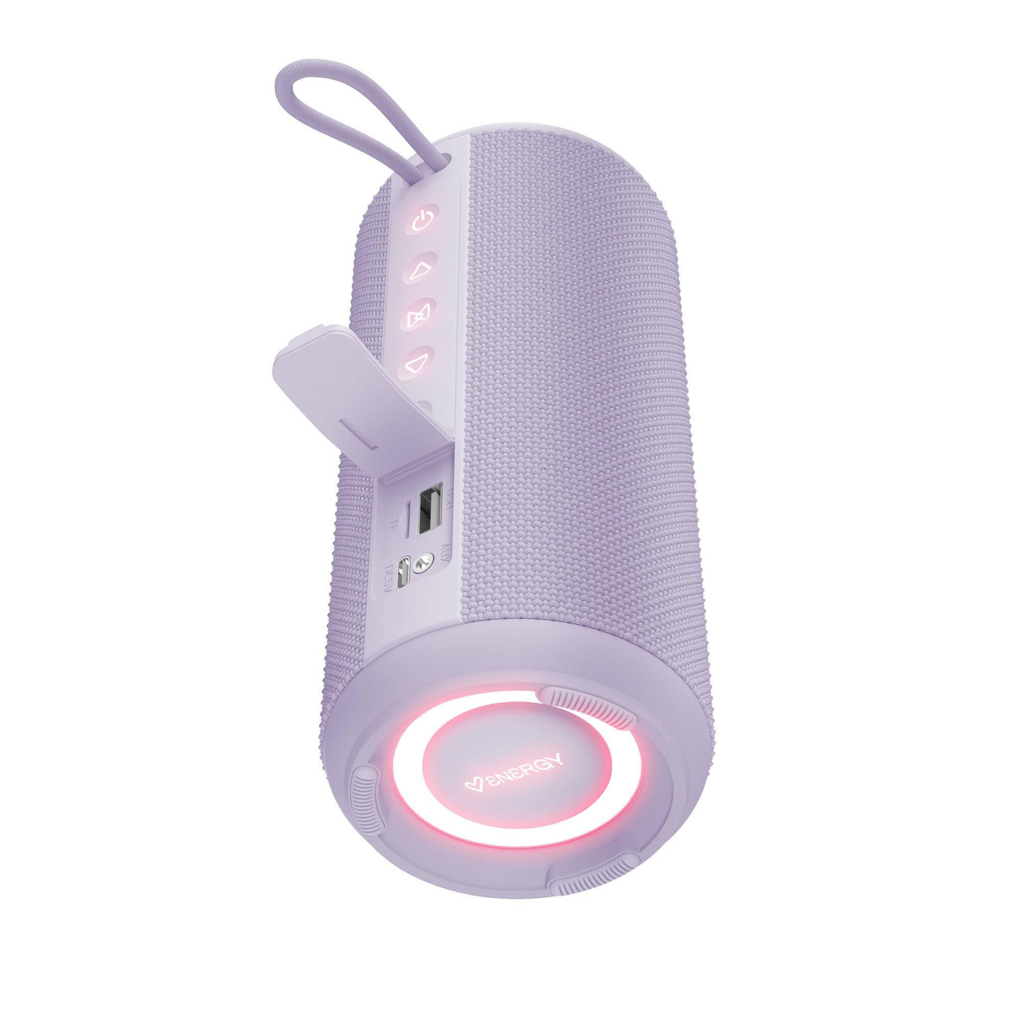 Energy Sistem Sunset - Altoparlante Bluetooth 5.4, 25 W, luci RGB e connessione TWS, impermeabile IPX6, batteria di lunga durata, ingresso USB, Micro SD e AUX, vivavoce e assistente vocale