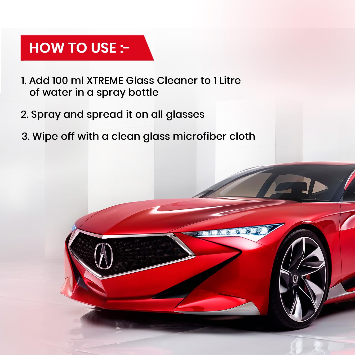 DETAILMAX XTREME Glass Cleaner Concentrate | Streak-Free Shine | Dilutes 100ml per 1L Water | Professional-Grade Glass & Windshield Cleaning Solution for Car, Bike, Home & Office Use (5 Ltr) 4