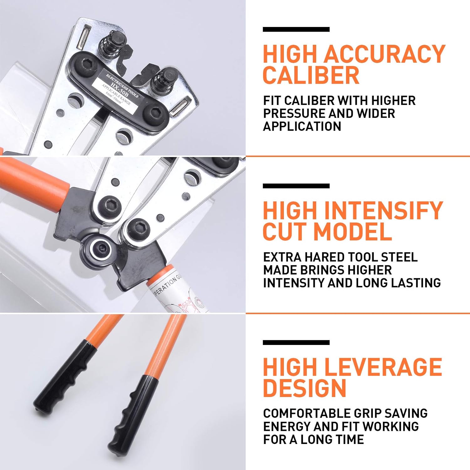 SETROVIC Battery Cable Lug Crimping Tool for AWG 8-1/0 Wire Lug Crimper with Cable Cutter for Heavy Duty Wire Cable Lugs, Battery Terminal, Copper Lugs - - 