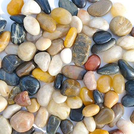 2 Pounds Pebbles Polished Gravel, Natural Polished Mixed Color Stones, Small Decorative River Rock Stones (32-Oz)