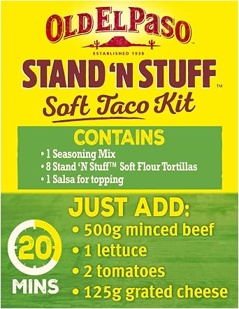 Old El Paso Stand 'N' Stuff Smoky BBQ Soft Taco Kit 345g (Pack of 4)
