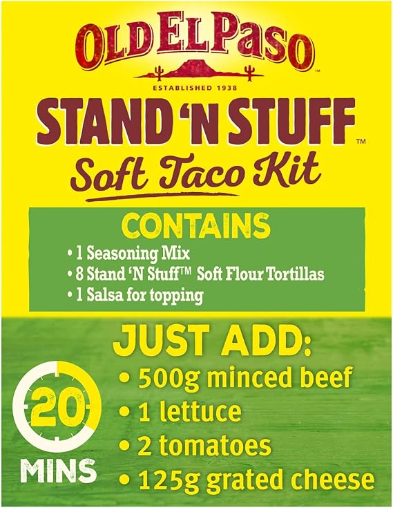 Old El Paso Stand 'N' Stuff Smoky BBQ Soft Taco Kit 345g (Pack of 4)