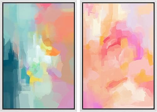 Miniatura 98 de SIGNLEADER Lienzo enmarcado para pared, juego de arte geométrico de mediados de siglo, formas de tocadiscos de música, ilustraciones abstractas,