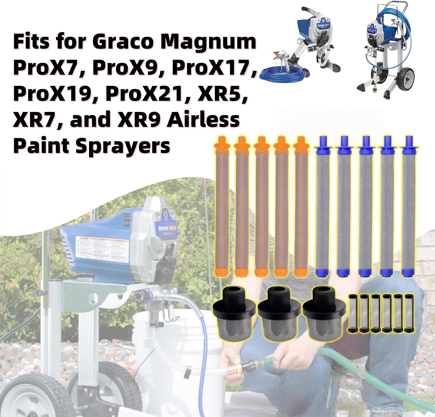 (3+5+5+6PK) Replaces for Graco Paint Sprayer 288716 3/4” Pump Inlet Strainer 288749 288750 288747 60 100 40 Mesh Gun Filters InstaClean Manifold Filter Fits Graco Magnum X5 X7 ProX7 ProX9 SG2 SG3