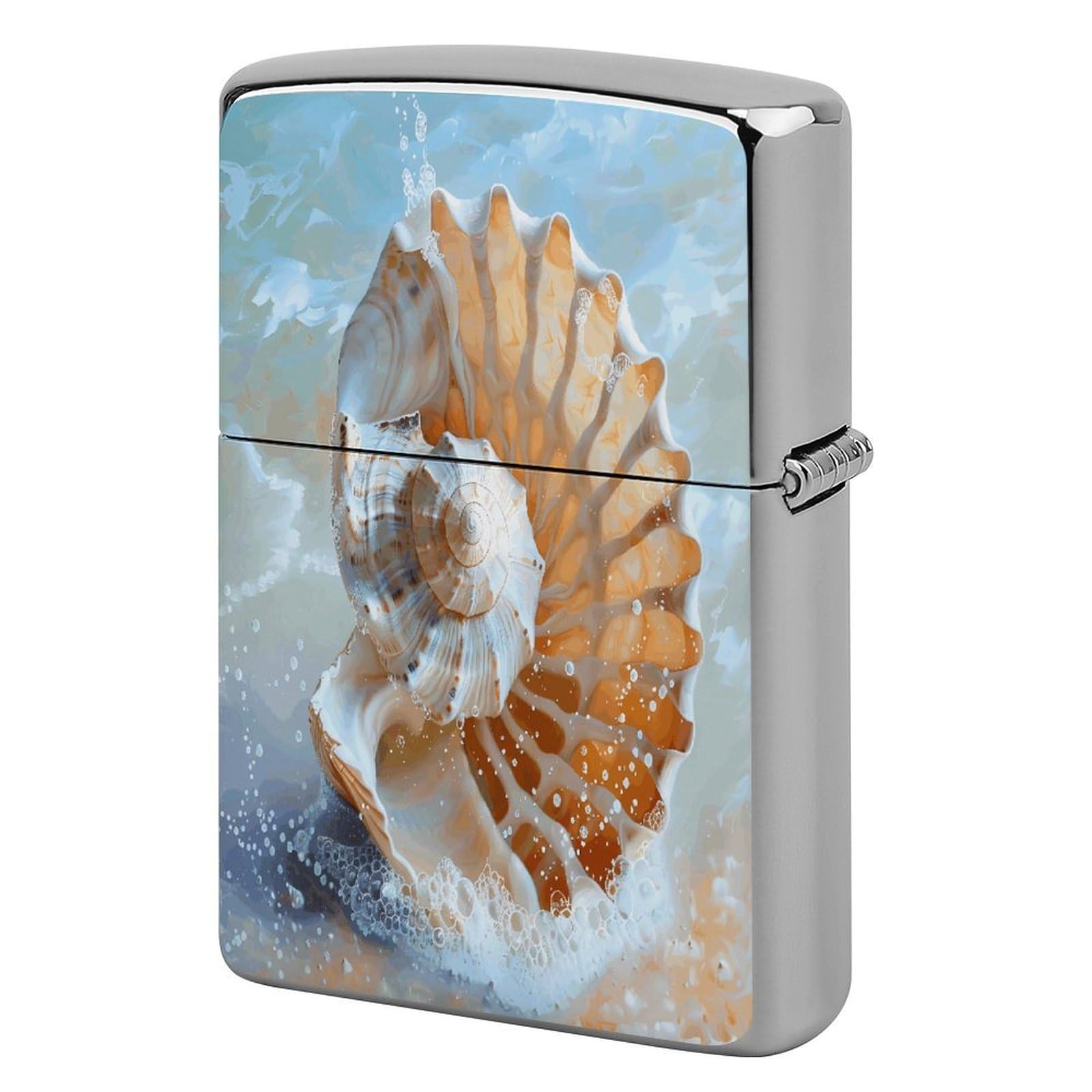 Btcowzrv Style Ocean Seashell Metal Lighter Case Sleeve Cover Holder