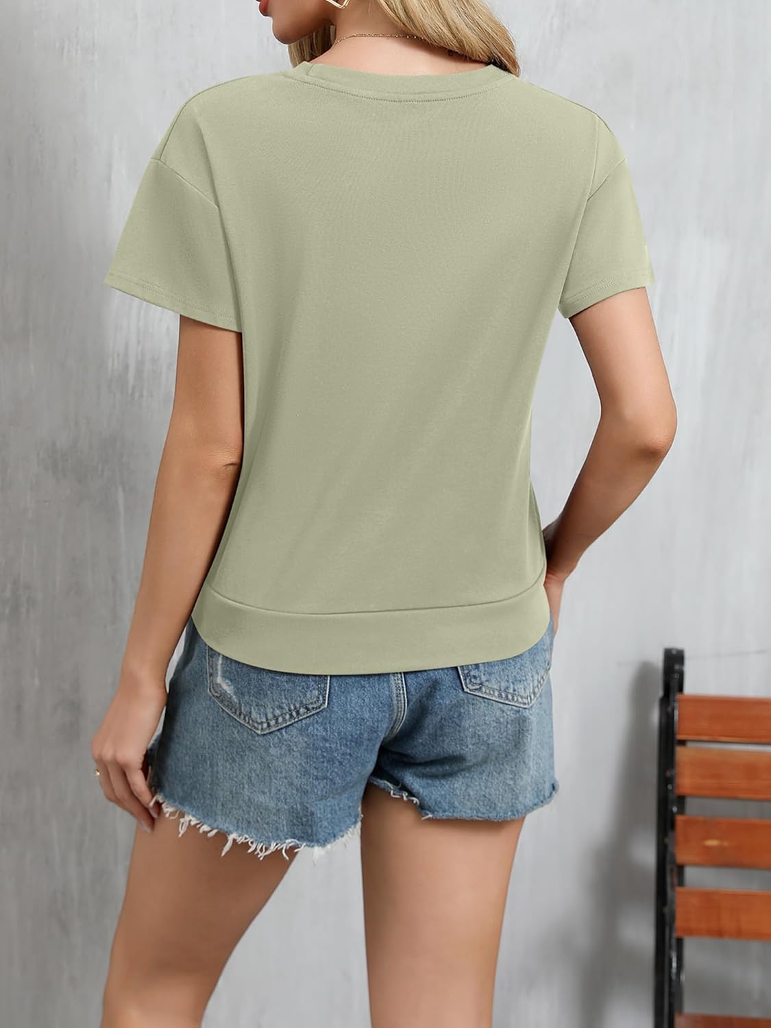 Women's Short Sleeve Cropped T Shirts Casual Boxy Workout Crop Tops Summer Loose Fit Solid Basic Tees - Image 4