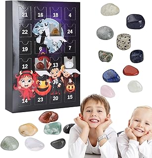 Advent Calendar 2023 Crystal, Advent Calendar 2023 Rocks, Halloween Calendar Crystal, 24 Days Of Natural Crystal Agate Stones, Rock Stone Collections, Crystal Stone Advent Calendar