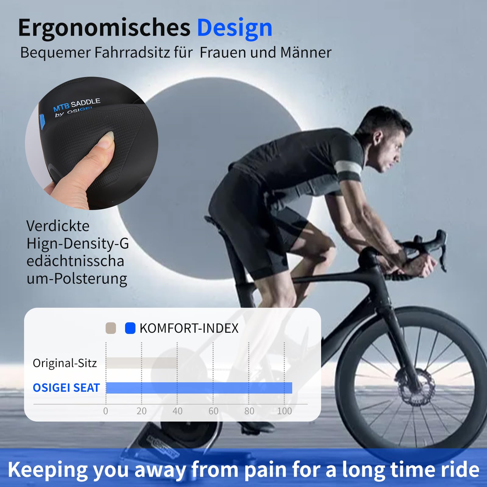 Selle De Velo Ultra Confortable Homme Et Femme, Extra Large Selle